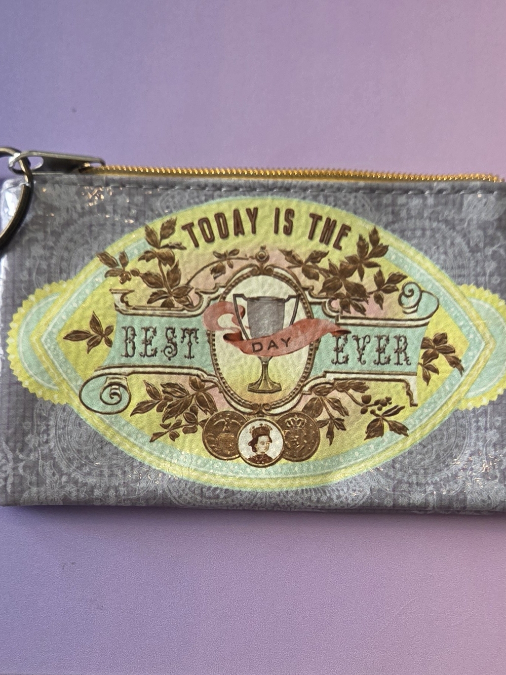 PAPAYA! Art Vintage Style Best Day Ever Coin Pouch Mini Wallet